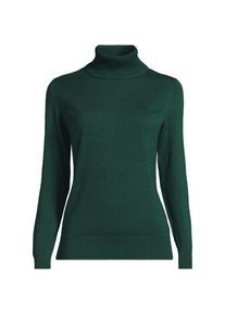 LANDS' END Feinstrick-Rollkragenpullover aus Baumwolle f&uuml;r Damen, Damen, size: regular, Gr&uuml;n, Baumwolle, by Lands' End