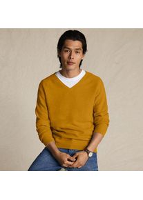 LANDS' END Baumwoll-Pullover mit Struktur und V-Ausschnitt f&uuml;r Herren, Herren, size: regular, Gelb, by Lands' End
