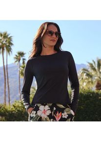 LANDS' END Badeshirt f&uuml;r Damen in Lang-Gr&ouml;&szlig;e, Damen, size: regular, Schwarz, Nylon-Mischung, by Lands' End