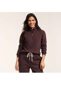 LANDS' END Serious Sweats Pullover mit Rei&szlig;verschluss, Damen, size: regular, Braun, Baumwoll-Mischung/Polyester-Mischung, by Lands' End