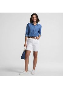 LANDS' END Soft Denim Mid Waist Jeansshorts 18 cm, Damen, size: regular, Wei&szlig;, Baumwoll-Mischung, by Lands' End