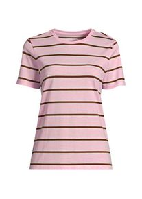 LANDS' END Supima Kurzarm-Shirt mit rundem Ausschnitt f&uuml;r Damen, Damen, size: regular, Pink, Baumwolle, by Lands' End