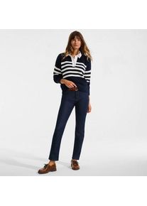 LANDS' END Straight Fit Recover Jeans Mid Waist, Damen, size: regular, Blau, Elasthan/Baumwoll-Mischung/Polyester-Mischung, by Lands' End