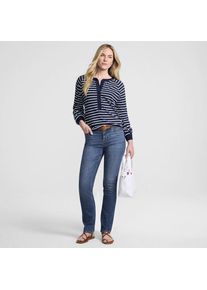 LANDS' END Straight Fit Recover Jeans Mid Waist, Damen, size: regular, Blau, Elasthan/Baumwoll-Mischung/Polyester-Mischung, by Lands' End