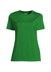 LANDS' END Supima Kurzarm-Shirt mit rundem Ausschnitt f&uuml;r Damen, Damen, size: regular, Gr&uuml;n, Baumwolle, by Lands' End