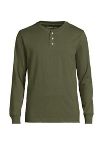LANDS' END Super-T Langarm-Henleyshirt f&uuml;r Herren, Classic Fit, Herren, size: regular, Gr&uuml;n, Baumwolle, by Lands' End