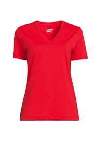 LANDS' END Supima Kurzarm-Shirt mit V-Ausschnitt f&uuml;r Damen, Damen, size: regular, Rot, Baumwolle, by Lands' End