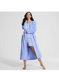 LANDS' END Bademantel aus Pl&uuml;sch-Fleece f&uuml;r Damen in Normal-Gr&ouml;&szlig;e, Damen, size: regular, Blau, Polyester, by Lands' End
