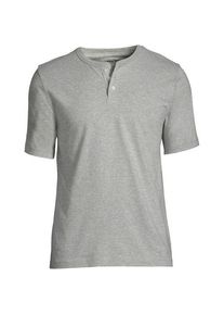 LANDS' END Kurzarm-Super-T Henleyshirt f&uuml;r Herren, Herren, size: regular, Grau, Baumwolle, by Lands' End