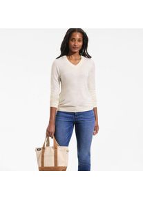 LANDS' END CashTouch Pullover mit V-Ausschnitt f&uuml;r Damen in Petite-Gr&ouml;&szlig;e, Damen, size: petite, Elfenbein, Polyacryl, by Lands' End