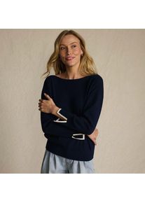 LANDS' END Feinstrick-Pullover mit U-Boot-Ausschnitt f&uuml;r Damen, Damen, size: regular, Blau, Polyester/Viskose/Polyester-Mischung, by Lands' End
