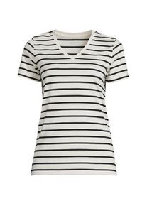 LANDS' END Supima Kurzarm-Shirt mit V-Ausschnitt f&uuml;r Damen in Petite-Gr&ouml;&szlig;e, Damen, size: petite, Elfenbein, Baumwolle, by Lands' End