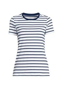 LANDS' END Supima Kurzarm-Shirt mit rundem Ausschnitt f&uuml;r Damen, Damen, size: regular, Blau, Baumwolle, by Lands' End