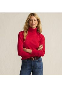 LANDS' END Feinstrick-Rollkragenpullover aus Baumwolle f&uuml;r Damen, Damen, size: regular, Rot, Baumwolle, by Lands' End
