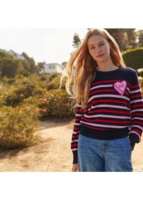LANDS' END Jacquard-Pullover DRIFTER mit Ballon&auml;rmeln f&uuml;r Damen, Damen, size: regular, Blau, Baumwolle, by Lands' End