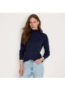 LANDS' END Feinstrick-Rollkragenpullover aus Baumwolle f&uuml;r Damen, Damen, size: regular, Blau, Baumwolle, by Lands' End