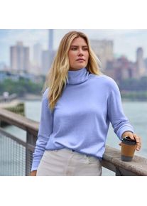 LANDS' END Feinstrick-Rollkragenpullover aus Baumwolle f&uuml;r Damen, Damen, size: regular, Blau, Baumwolle, by Lands' End