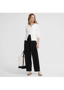 LANDS' END Sport Knit Barrel-Hose High Waist f&uuml;r Damen in Petite-Gr&ouml;&szlig;e, Damen, size: petite, Schwarz, Baumwolle, by Lands' End