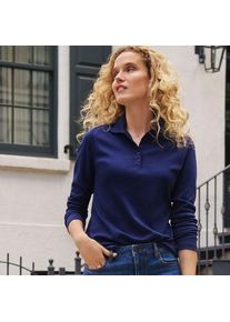 LANDS' END Supima-Poloshirt mit langen &Auml;rmeln f&uuml;r Damen, Damen, size: regular, Blau, Baumwolle, by Lands' End