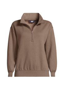LANDS' END Serious Sweats Pullover mit Rei&szlig;verschluss f&uuml;r Damen in Plus-Gr&ouml;&szlig;e, Damen, size: plus, Braun, Baumwoll-Mischung/Polyester-Mischung, by Lands' End