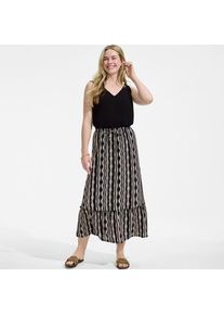 LANDS' END Wadenlanger Ready to Go Volantrock f&uuml;r Damen, Damen, size: regular, Schwarz, Nylon/Viskose, by Lands' End