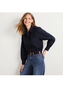 LANDS' END Hemdbluse mit Cutout-Detail f&uuml;r Damen, Damen, size: regular, Blau, Baumwolle, by Lands' End