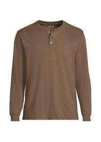 LANDS' END Super-T Langarm-Henleyshirt f&uuml;r Herren, Classic Fit, Herren, size: regular, Braun, Baumwolle, by Lands' End