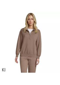 LANDS' END Serious Sweats Pullover mit Rei&szlig;verschluss, Damen, size: regular, Braun, Baumwoll-Mischung/Polyester-Mischung, by Lands' End
