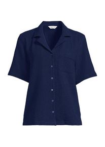 LANDS' END Kurz&auml;rmelige Musselin-Bluse in Petite-Gr&ouml;&szlig;e, Damen, size: petite, Wei&szlig;, Baumwolle, by Lands' End
