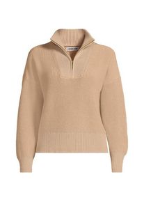 LANDS' END Stehkragenpullover mit Rei&szlig;verschluss DRIFTER f&uuml;r Damen, Damen, size: regular, Elfenbein, Baumwolle, by Lands' End