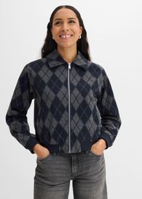 bonprix Blouson in Wolloptik, grau, Gr.54, modischer Blouson in Wolloptik mit Rei&szlig;verschluss vorne