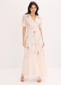 bonprix Abendkleid mit Paillettenstickerei, rosa, Gr.44, Bezauberndes Maxikleid aus zartem T&uuml;ll mit romantischer Paillettenstickerei