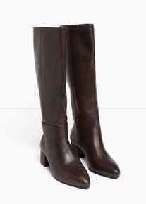 bonprix Stiefel aus Leder, braun, Gr.42, Vielseitig kombinierbarer Absatz-Stiefel aus Leder, aus Nappaleder