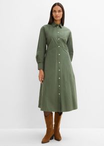 bonprix Hemdblusenkleid mit Bindedetail aus reiner Baumwolle, gr&uuml;n, Gr.50, Hemdblusenkleid mit breitem Bindeg&uuml;rtel aus Oberstoff, aus 100% Baumwolle