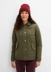bonprix Steppjacke mit Materialmix Wollimitat, gr&uuml;n, Gr.56, Steppjacke mit Materialmix Wollimitat