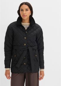bonprix Leichte Steppjacke im Materialmix, schwarz, Gr.46, Leichte Steppjacke im Materialmix