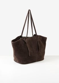 bonprix Shopper aus Veloursleder, braun, Gr.Onesize, Modischer slouchy Shopper mit viel Stauraum, aus Veloursleder