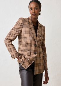 bonprix Blazer aus weichem Woll-Mix, braun, Gr.40, herbstlicher Blazer in tollem modernen Karo-Design, aus Viskose,Wolle
