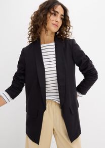 bonprix Weit geschnittener Blazer aus Leinen-Viskose-Mix, schwarz, Gr.54, Weit geschnittener Blazer mit Schalkragen, aus Leinen,Viskose