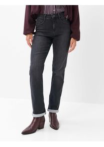 Brax Damen Five-Pocket-Hose Style CAROLA USED DARK GREY, denim dunkelgrau, Gr. 48L