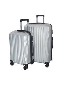 Novel Reisekofferset, Silber, Metall, Kunststoff, Textil, 2-teilig, Zahlenschloss, h&ouml;henverstellbarer Teleskopgriff, 360&deg;-Rollensystem, Tragehenkel, Freizeit, Koffer & Taschen, Kofferset