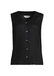 LANDS' END Premium Reinleinen-Top mit Kn&ouml;pfen f&uuml;r Damen, Damen, size: regular, Schwarz, Leinen, by Lands' End