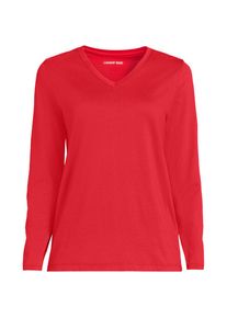 LANDS' END Supima&reg; Langarm-Shirt mit V-Ausschnitt f&uuml;r Damen in Plus-Gr&ouml;&szlig;e, Damen, size: plus, Rot, Baumwolle, by Lands' End