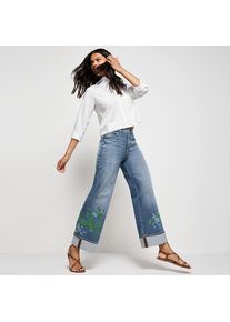LANDS' END Soft Denim Bestickte Jeans mit weitem Bein, Damen, size: regular, Blau, Elasthan/Baumwoll-Mischung, by Lands' End