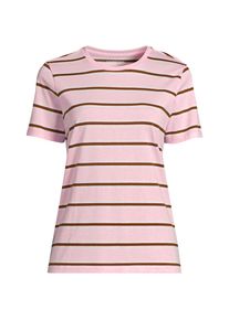 LANDS' END Supima Kurzarm-Shirt mit rundem Ausschnitt f&uuml;r Damen, Damen, size: regular, Pink, Baumwolle, by Lands' End