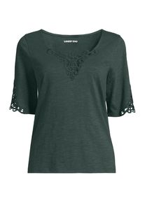 LANDS' END Flammgarn-Shirt mit Lochspitze in Plus-Gr&ouml;&szlig;e f&uuml;r Damen, Damen, size: plus, Gr&uuml;n, Baumwolle, by Lands' End