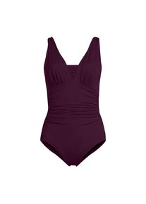 LANDS' END Shape-Badeanzug mit V-Ausschnitt SLENDER f&uuml;r Damen in F-Cup, Damen, size: regular, Lila, Nylon-Mischung, by Lands' End