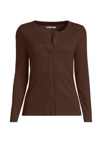 LANDS' END Lang&auml;rmeliges Mikroripp-Top mit Kn&ouml;pfen in Petite-Gr&ouml;&szlig;e, Damen, size: petite, Braun, Baumwoll-Mischung, by Lands' End