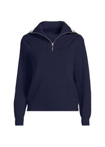 LANDS' END Feinstrick-Pullover mit Rei&szlig;verschluss f&uuml;r Damen in Petite-Gr&ouml;&szlig;e, Damen, size: petite, Blau, by Lands' End