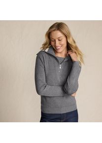 LANDS' END Feinstrick-Pullover mit Rei&szlig;verschluss f&uuml;r Damen in Petite-Gr&ouml;&szlig;e, Damen, size: petite, Grau, by Lands' End
